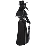 5PCS Plague Doctor Mask Costumes Cloak Set for Adults Black Plague Doctor Robe with Gloves Halloween Cosplay Outfit Men