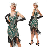 Plus Size 1920s Art Deco Fringed Sequin Dress Flapper Gatsby Costume Dress for Women