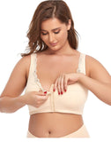 Plus Size Front Closure Bras for Women Wireless Cross Compression Abs Back Support Bra