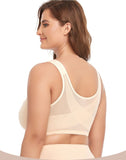 Plus Size Front Closure Bras for Women Wireless Cross Compression Abs Back Support Bra