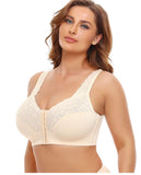 Plus Size Front Closure Posture Bra Seamless Ultra-Thin Embroidered Transparent Bra