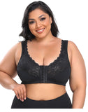 Plus Size Front Closure Posture Bra Seamless Ultra-Thin Embroidered Transparent Bra