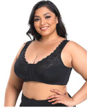 Plus Size Front Closure Posture Bra Seamless Ultra-Thin Embroidered Transparent Bra