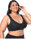 Plus Size Front Closure Posture Bra Seamless Ultra-Thin Embroidered Transparent Bra