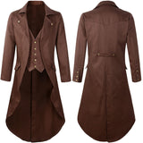 Plus Size Men's Gothic Victorian Coat Steampunk Vintage Tailcoat Jacquard Medieval Suit