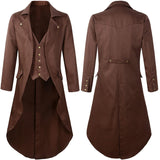 Plus Size Men's Gothic Victorian Coat Steampunk Vintage Tailcoat Jacquard Medieval Suit