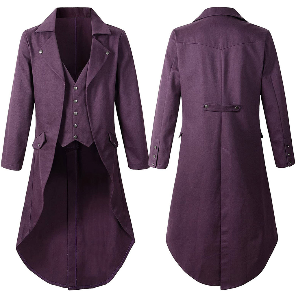 thumbnail image 2 of Medieval Steampunk Long Trench Coat - Gothic Victorian Tailcoat Jacket Double Breasted Men's Coat 2 of 6