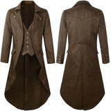 Plus Size Men's Gothic Victorian Coat Steampunk Vintage Tailcoat Jacquard Medieval Suit