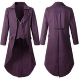 Plus Size Men's Gothic Victorian Coat Steampunk Vintage Tailcoat Jacquard Medieval Suit