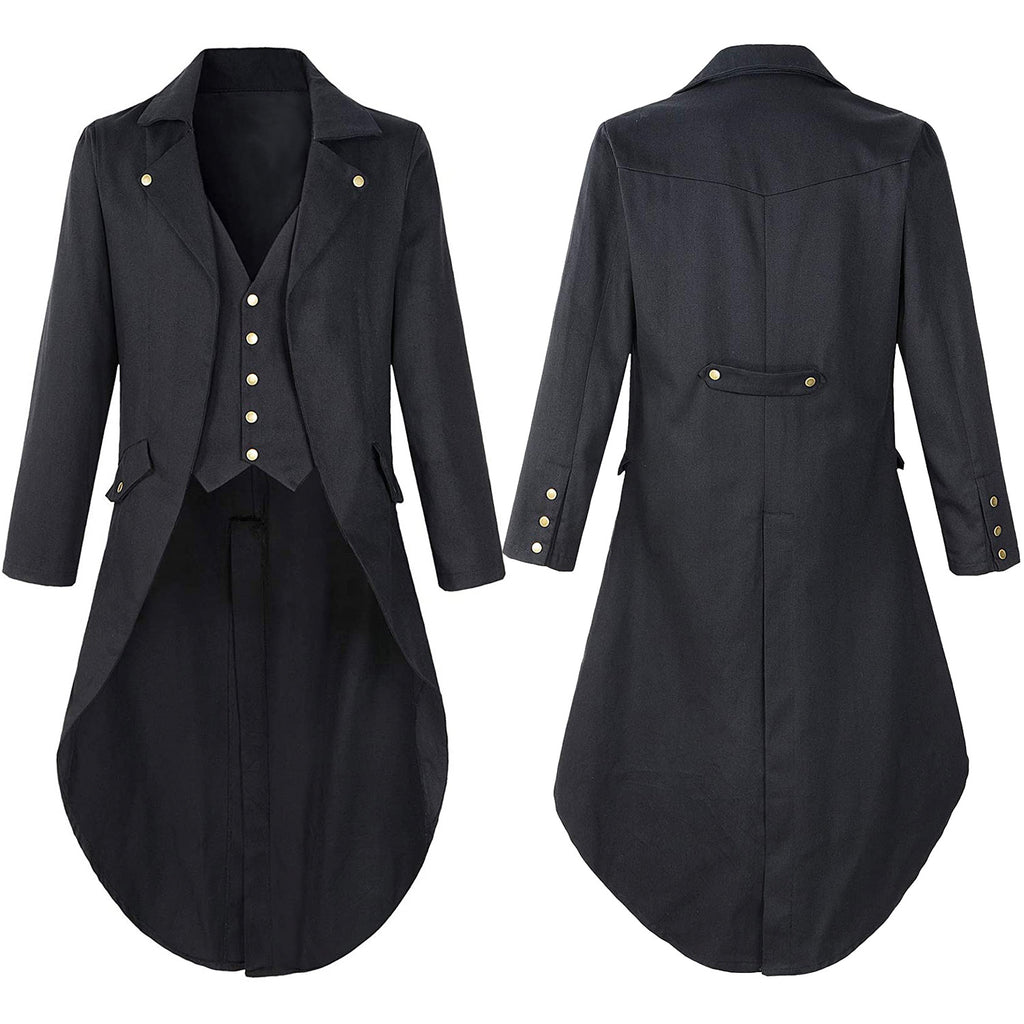 Plus Size Men's Gothic Victorian Coat Steampunk Vintage Tailcoat Jacquard Medieval Suit