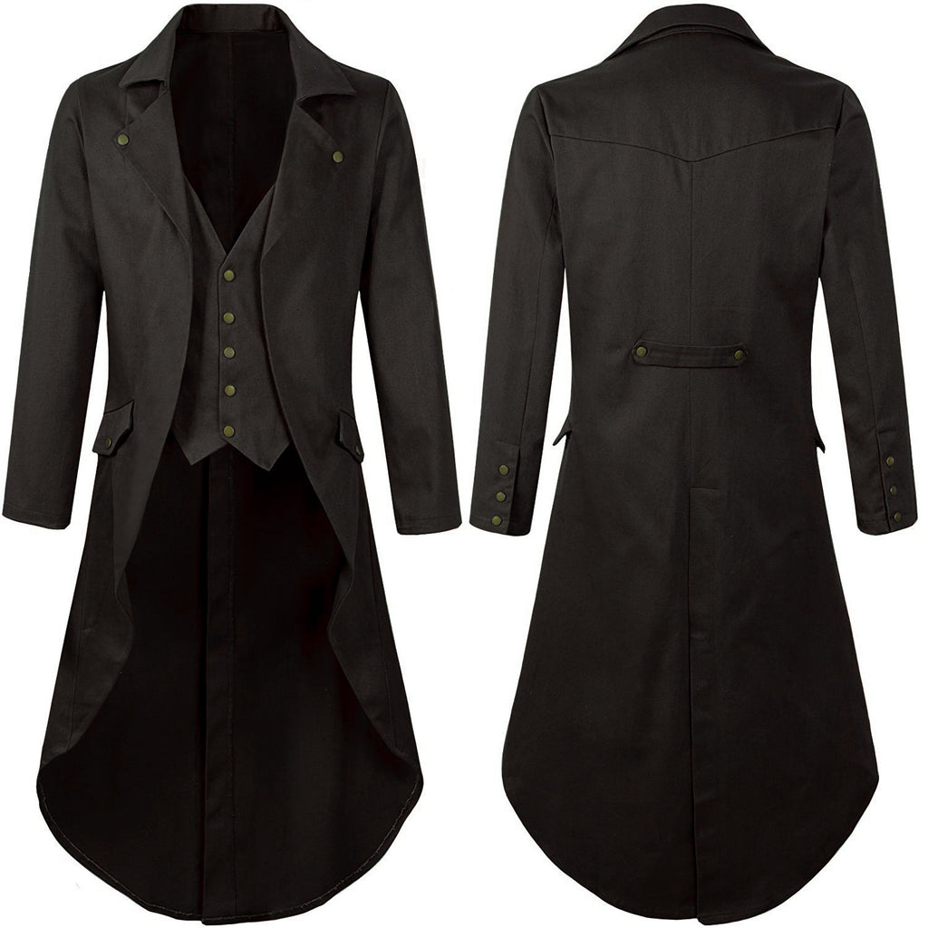 Plus Size Men's Gothic Victorian Coat Steampunk Vintage Tailcoat Jacquard Medieval Suit