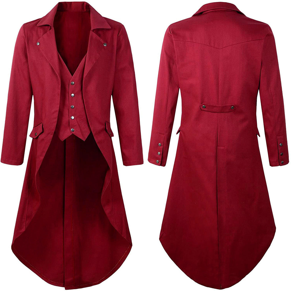 Plus Size Men's Gothic Victorian Coat Steampunk Vintage Tailcoat Jacquard Medieval Suit