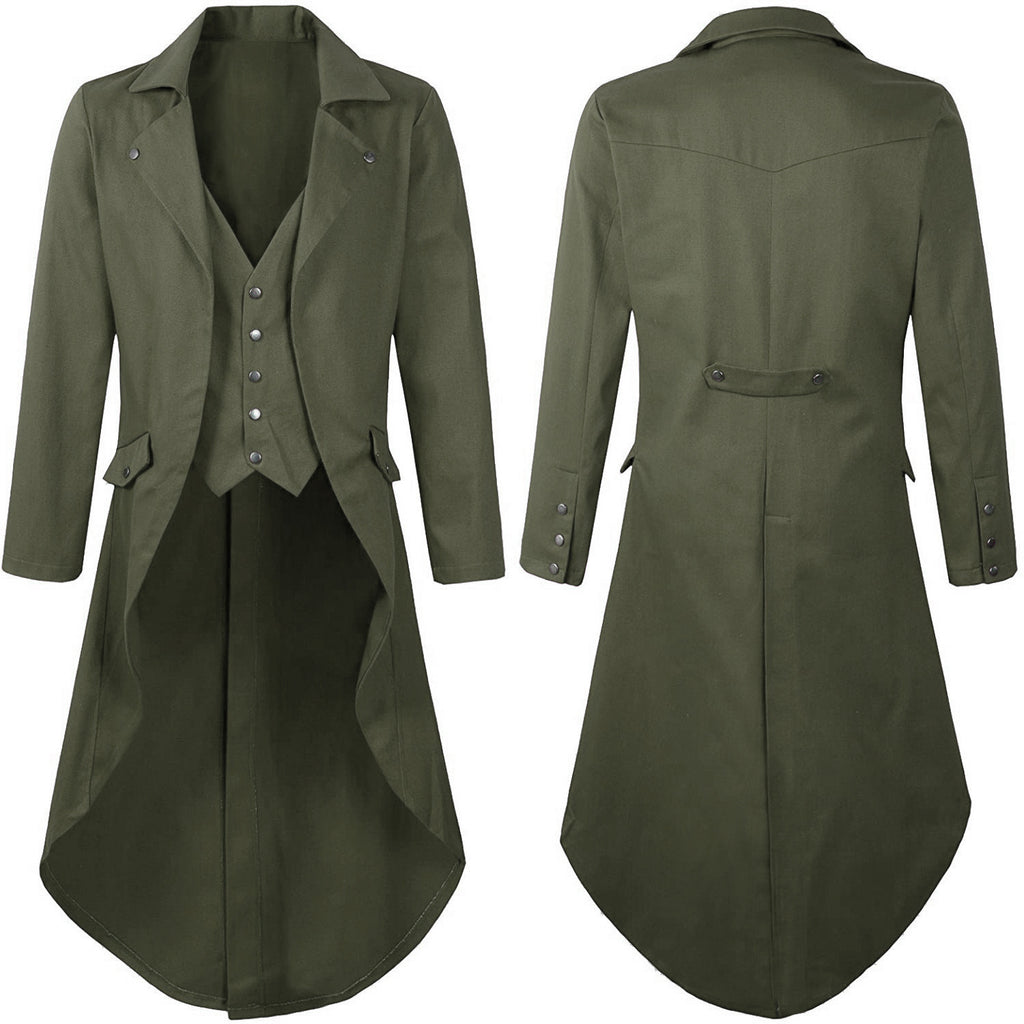 Plus Size Men's Gothic Victorian Coat Steampunk Vintage Tailcoat Jacquard Medieval Suit