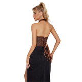 Plus Size Women's Sexy Halter Corset Overbust Gothic Backless Bustiers
