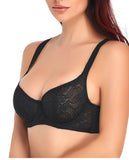 Plus Size Womens Lace Bras Ultra Thin Comfort Sexy Bralette Back Push Up Bra