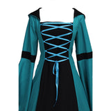 Renaissance Costume Women Medieval Gown Adjustable Lace up Irish Retro Dresses Long Dress Halloween Costumes