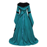 Renaissance Costume Women Medieval Gown Adjustable Lace up Irish Retro Dresses Long Dress Halloween Costumes