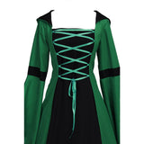 Renaissance Costume Women Medieval Gown Adjustable Lace up Irish Retro Dresses Long Dress Halloween Costumes