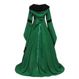Renaissance Costume Women Medieval Gown Adjustable Lace up Irish Retro Dresses Long Dress Halloween Costumes