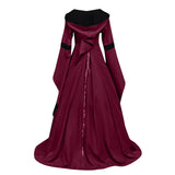 Renaissance Costume Women Medieval Gown Adjustable Lace up Irish Retro Dresses Long Dress Halloween Costumes