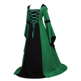 Renaissance Costume Women Medieval Gown Adjustable Lace up Irish Retro Dresses Long Dress Halloween Costumes