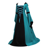 Renaissance Costume Women Medieval Gown Adjustable Lace up Irish Retro Dresses Long Dress Halloween Costumes
