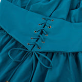 Renaissance Dress Women Medieval Bell Long Sleeve Dress Square Neck Corset Dress Halloween Masquerade Theme Dresse