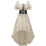 Renaissance Faire Costume Women Pirate Dress Off Shoulder High Low Victorian Steampunk Dress