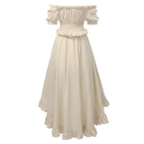 Renaissance Faire Costume Women Pirate Dress Off Shoulder High Low Victorian Steampunk Dress