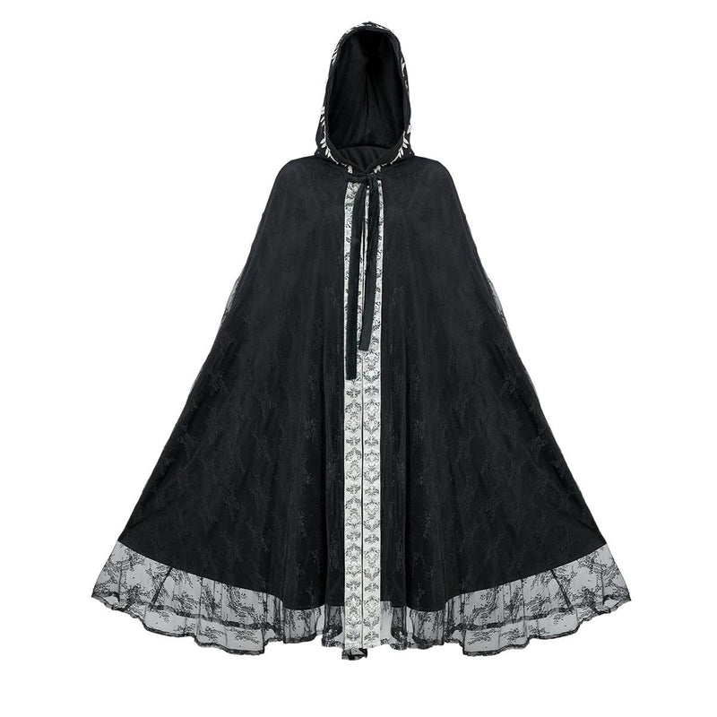 Renaissance Hooded Cape Gothic Velvet Cloak Medieval Witch Capelet