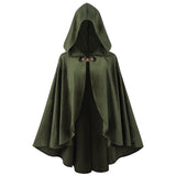 Renaissance Hooded Green Cloak Medieval Velvet Cape with Hood Men Women Capelet for Hobbit Halloween Costume