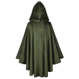Renaissance Hooded Green Cloak Medieval Velvet Cape with Hood Men Women Capelet for Hobbit Halloween Costume