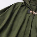 Renaissance Hooded Green Cloak Medieval Velvet Cape with Hood Men Women Capelet for Hobbit Halloween Costume