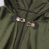 Renaissance Hooded Green Cloak Medieval Velvet Cape with Hood Men Women Capelet for Hobbit Halloween Costume