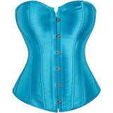 Satin Sexy Strong Boned Corset Lace Up Overbust Waist Cincher Bustier Bodyshaper Top