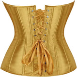 Satin Sexy Strong Boned Corset Lace Up Overbust Waist Cincher Bustier Bodyshaper Top