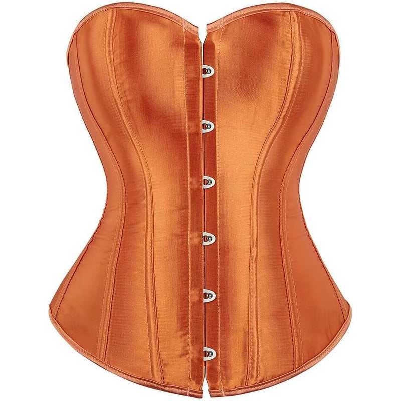 Satin Sexy Strong Boned Corset Lace Up Overbust Waist Cincher Bustier Bodyshaper Top
