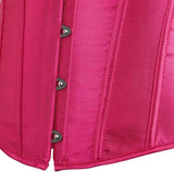 Satin Sexy Strong Boned Corset Lace Up Overbust Waist Cincher Bustier Bodyshaper Top