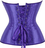 Satin Sexy Strong Boned Corset Lace Up Overbust Waist Cincher Bustier Bodyshaper Top
