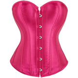 Satin Sexy Strong Boned Corset Lace Up Overbust Waist Cincher Bustier Bodyshaper Top
