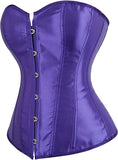 Satin Sexy Strong Boned Corset Lace Up Overbust Waist Cincher Bustier Bodyshaper Top