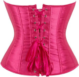 Satin Sexy Strong Boned Corset Lace Up Overbust Waist Cincher Bustier Bodyshaper Top