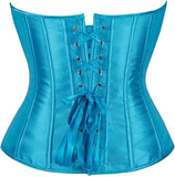 Satin Sexy Strong Boned Corset Lace Up Overbust Waist Cincher Bustier Bodyshaper Top