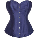 Satin Sexy Strong Boned Corset Lace Up Overbust Waist Cincher Bustier Bodyshaper Top