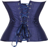 Satin Sexy Strong Boned Corset Lace Up Overbust Waist Cincher Bustier Bodyshaper Top