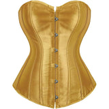 Satin Sexy Strong Boned Corset Lace Up Overbust Waist Cincher Bustier Bodyshaper Top