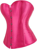 Satin Sexy Strong Boned Corset Lace Up Overbust Waist Cincher Bustier Bodyshaper Top