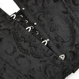 Scroll Pattern Halter Neck Backless Black Overbust Corset