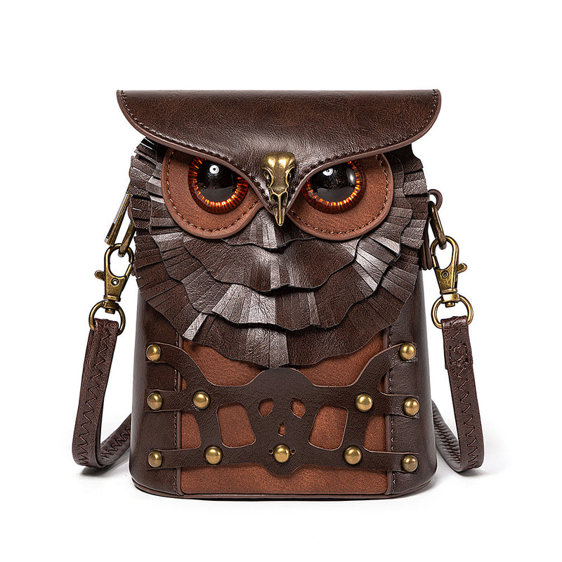 Small Owl Crossbody Bag Shoulder Purse Leather Belt Pouch Travel Phone Holder Punk Medieval Vintage Festival Costume Accessory