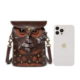 Small Owl Crossbody Bag Shoulder Purse Leather Belt Pouch Travel Phone Holder Punk Medieval Vintage Festival Costume Accessory